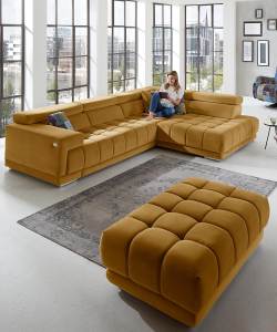 Coltar extesibil si cu lada depozitare, in tonuri de galben